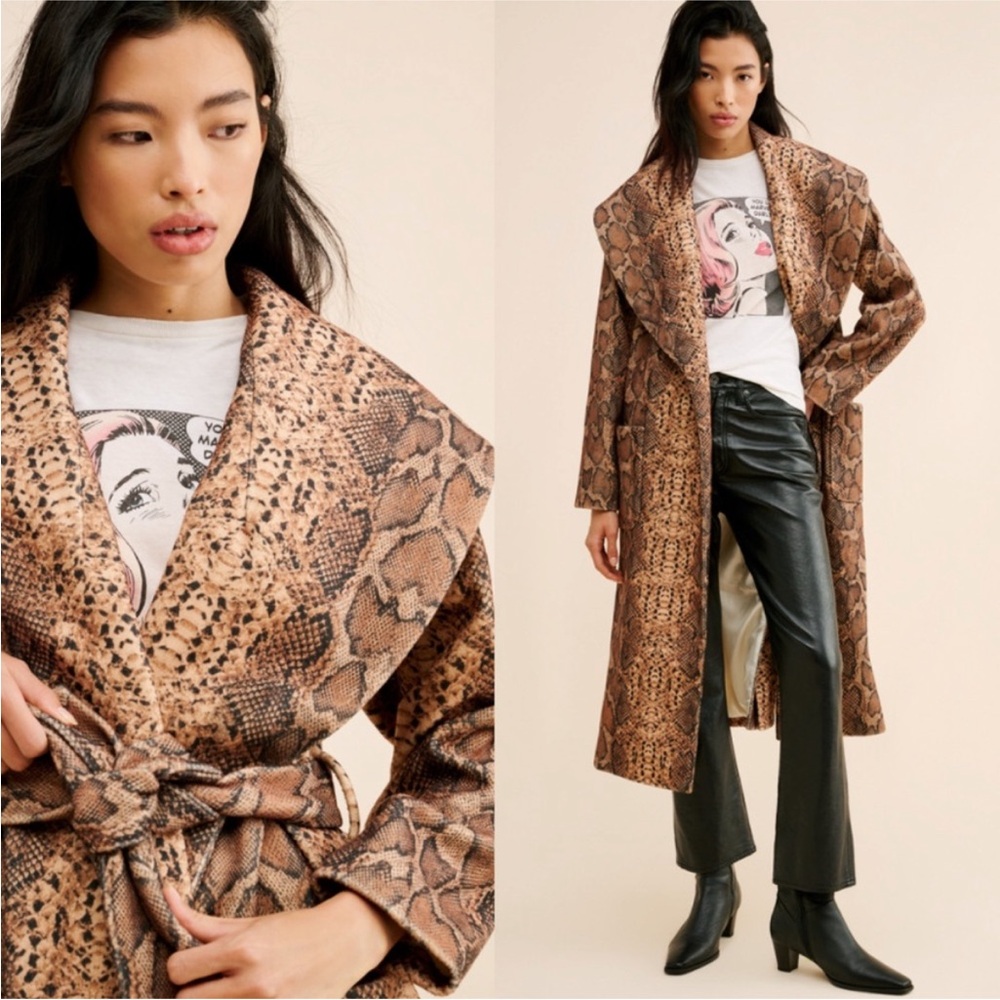 Hutch • Snakeskin Longline Robe Wrap Coat Women's Snake Print Coat